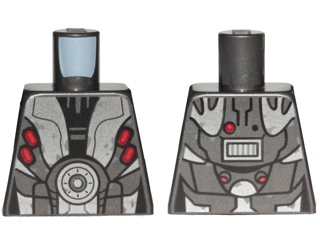 Lego Torso SW Armor M-OC Hunter Droid with Silver and Red Pattern / Pearl Dark Gray