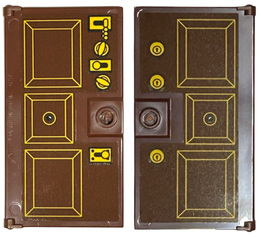 Lego Door 1 x 4 x 6 with Stud Handle with Bright Light Orange Squares, Locks and Key Holes Pattern on Both Sides (Stickers) - Set 43217