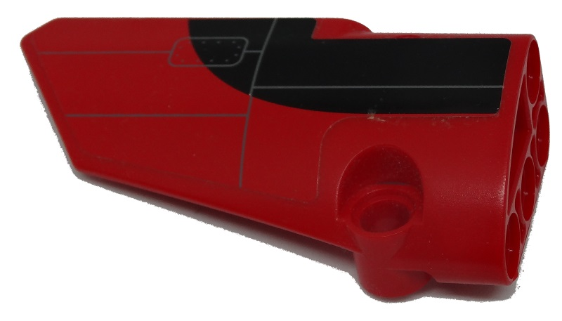 Lego Technic, Panel Fairing # 3 Small Smooth Long, Side A with Light Bluish Gray Lines and Black Pattern (Sticker) - Set 9394 / Red