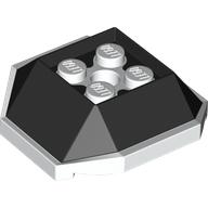 Lego Brick Wedged, Sloped 4 x 4 with White Underside Pattern (Koopa Troopa Shell) / Black