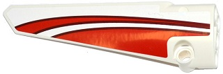 Lego Technic, Panel Fairing # 5 Long Smooth, Side A with Red Curved Stripes Pattern (Sticker) - Set 42040