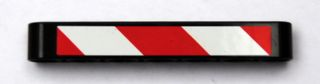 Lego Technic, Liftarm Thick 1 x 7 with Red and White Danger Stripes Pattern Model Right Side (Sticker) - Set 8110