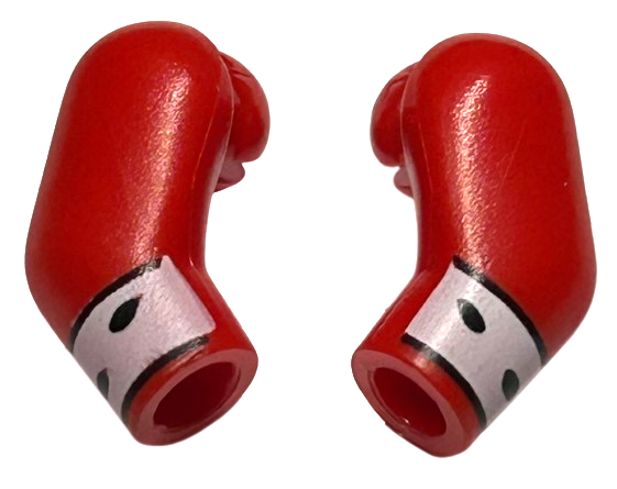 Lego Arm, (Matching Left and Right) Pair with White Cuffs with Black Dots and Outline Pattern