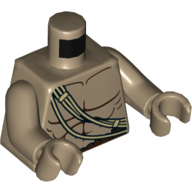 Lego Torso Muscles with Tan String Straps over Shoulder Print, Dark Tan Arms and Hands / Dark Tan