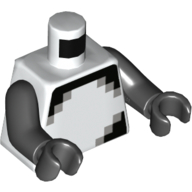 Lego Torso Pixelated Black and Grey Squares Print, Black Arms and Hands
