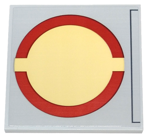 Lego Tile 6 x 6 with Bottom Tubes, Textured Surface with SW Dark Red Semicircles on Tan Circle (Open Circle Fleet) Pattern (Sticker) - Set 75367