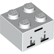Lego Brick 2 x 2 with Minecraft Micro Mob Ghast Print / White
