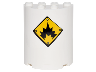 Lego Cylinder Half 2 x 4 x 4 with Black Danger Explosion on Yellow Background Sign Pattern (Sticker) - Set 70900