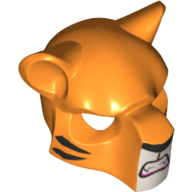 Lego Mask Feline with Black Nose, Tiger Stripes and Fangs Print / Orange