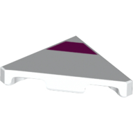 Lego Tile 45° Cut 2 x 2 (Triangle) with Dark Pink Stripe / White