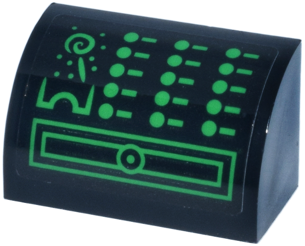 Lego Slope, Curved 1 x 2 with Bottom Stud Holder with Cash Register, Bright Green Lollipop, Buttons and Rectangle Drawer Pattern (Sticker) - Set 76457