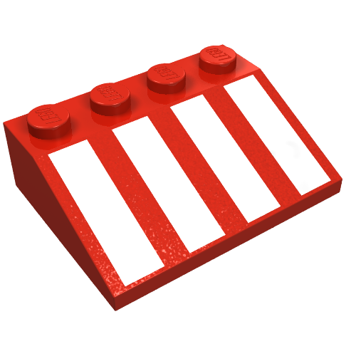 Lego Brick Sloped 33° 3 x 4 with White Stripes Print