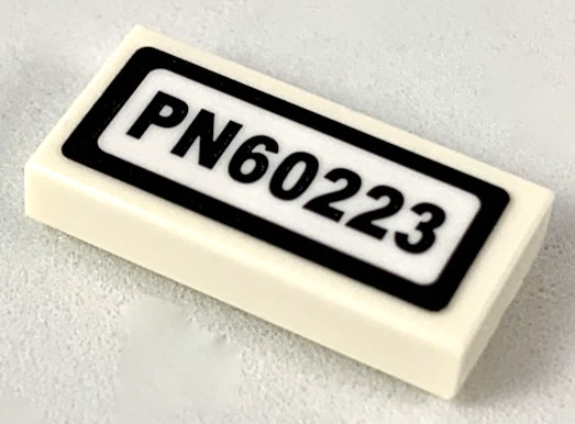 Lego Tile 1 x 2 with 'PN60223' Pattern (Sticker) - Set 60223 / White