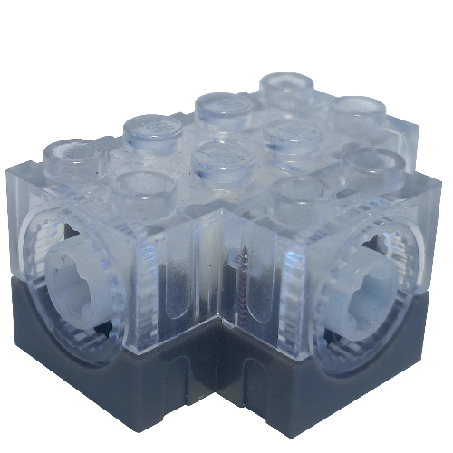 Lego Gearbox 3 x 4 x 1 2/3 with Dark Bluish Gray Base / Trans-Clear