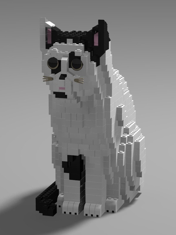 Lego Cat (black & white) sitting