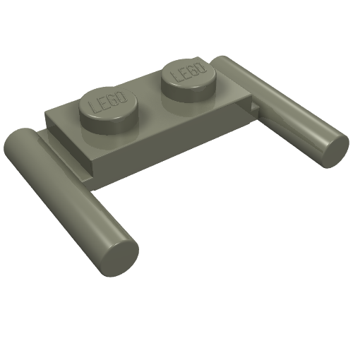 Lego Plate Special 1 x 2 with Handles [Flat Ends / Low Attachment] / Dark Gray