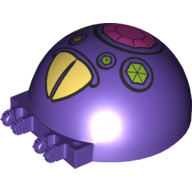 Lego Windscreen 6 x 6 x 3 Canopy Half Sphere with Dual 2 Fingers with Yellow Beak, Lime and Dark Pink Diamond/Gems print