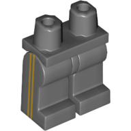 Lego Hips and Dark Bluish Gray Legs with 2 Yellow Vertical Stripes on Side Print