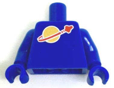 Lego Torso with Classic Space Logo High on Torso Pattern, Inside with Ribs (second reissue) / Blue Arms / Blue Hands