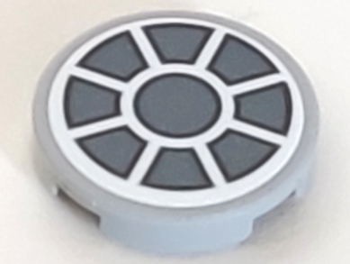 Lego Tile, Round 2 x 2 with Bottom Stud Holder with SW Dark Bluish Gray Fan on White Background Pattern (Sticker) - Set 75212