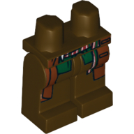 Lego Hips and Dark Brown Legs with Reddish Brown Coat Tails and Red, White and Dark Green Print / Dark Brown