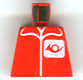 Lego Torso Post Office Worker, Suit and Horn Logo Pattern / Red