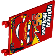 Lego Flag 6 x 4 with Clips with Lightning McQueen 95 Print / Red