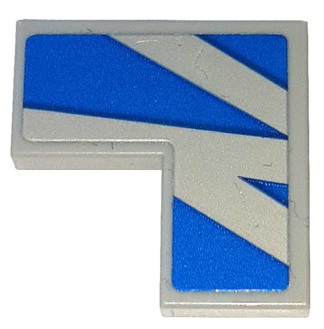 Lego Tile 2 x 2 Corner with Blue Stripes and Triangles Pattern Model Right Side (Sticker) - Set 76917