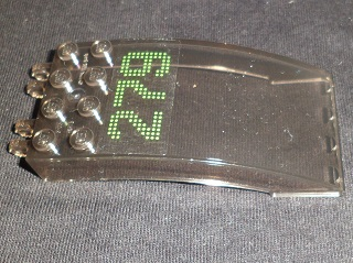 Lego Windscreen 8 x 4 x 2 Curved with Locking Dual 2 Fingers with Lime Dotted '279' Pattern (Sticker) - Set 60097
