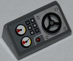 Lego Slope 30 1 x 2 x 2/3 with Gauges, Buttons and Water Valve Wheel Pattern (Sticker) - Set 4430