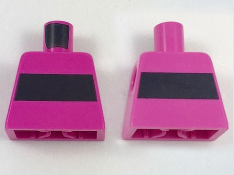 Lego Torso Horizontal Black Stripe Pattern / Dark Pink