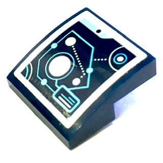 Lego Slope, Curved 2 x 2 x 2/3 with Medium Azure and White Connected Circles and Lines Pattern (Sticker) - Set 71200
