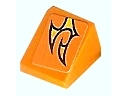 Lego Slope 30 1 x 1 x 2/3 with Orange Flame Pattern Model Left (Sticker) - Set 8135 / Orange