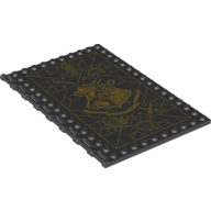 Lego Plate Special 10 x 16 with Studs on Edges and Bar Handles on 1 Side with Gold Hogwarts Crest Print