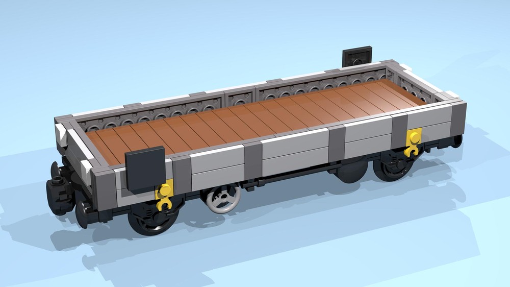 Lego 4-Wheel Low Side Wagon (SNOT, gray, 8 studs wide)