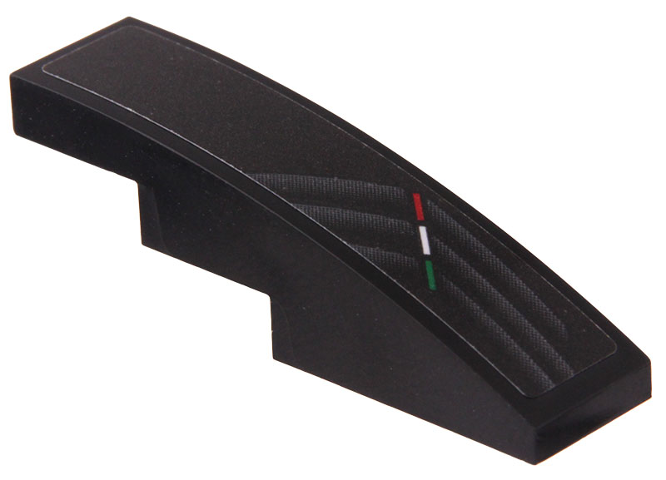Lego Slope, Curved 4 x 1 with Green, White and Red Italian Flag and Air Vents Pattern Model Left Side (Sticker) - Set 76923