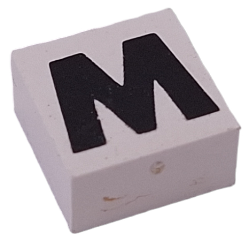 Lego Modulex Tile 2 x 2 with Black 'M/W' Print, Internal Supports / Modulex White
