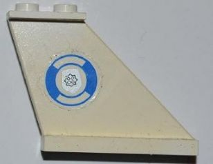 Lego Tail 4 x 1 x 3 with Blue and White Life Preserver and Silver Police Badge Pattern on Right Side (Sticker) - Sets 7287 / 7899