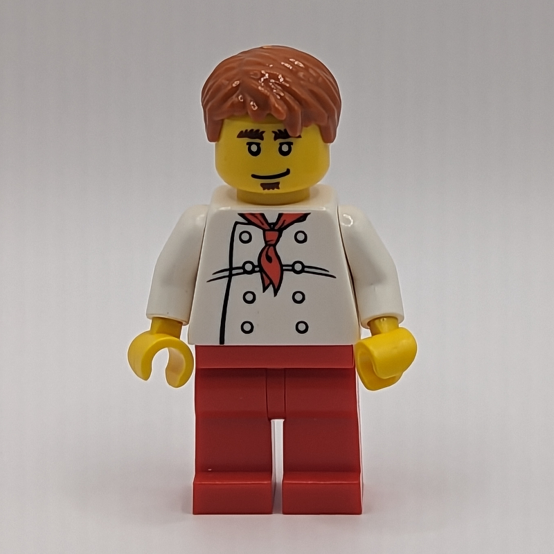 Lego Chef, Red Neckerchief, Red Legs, Dark Orange Hair