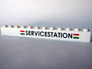 Lego Brick 1 x 12 with 'SERVICESTATION' Pattern (Sticker) - Set 10184