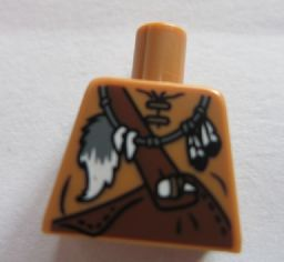 Lego Torso Leather Shirt with Reddish Brown Overalls and Feathers and Tail Pattern / Medium Nougat