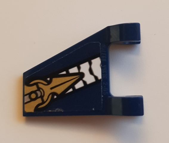 Lego Flag 2 x 2 Trapezoid with Flat Edge with Gold and White Armor Pattern Model Right Side (Sticker) - Set 70642