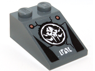 Lego Slope 33 3 x 2 with White Chima Mammoth Skull Emblem, Copper Rivets and White Symbols Pattern (Sticker) - Set 70226