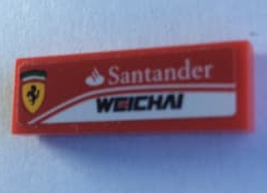 Lego Tile 1 x 3 with 'Santander', 'WEICHAI' and Ferrari Logo Pattern Model Right Side (Sticker) - Set 75879