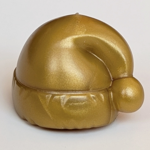 Lego Santa Hat with Molded Top [Plain] / Pearl Gold