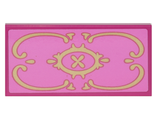 Lego Tile 2 x 4 with Gold Scrollwork Pattern (Sticker) - Set 41067