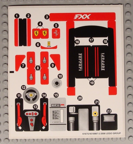 Lego Sticker Sheet for Set 8156-1