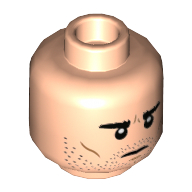 Lego Minifig Head Albert Runcorn / Harry Potter, Stern with Stubble Beard / Lightning Scar with Round Glasses Print / Light Nougat