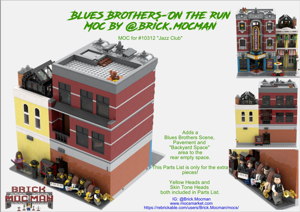Lego Blues Brothers - On The Run - Backyard MOC for set #10312 "Jazz Club" (FREE)