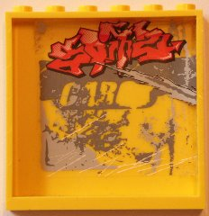 Lego Panel 1 x 6 x 5 with Red Graffiti Pattern (Sticker) - Set 5972